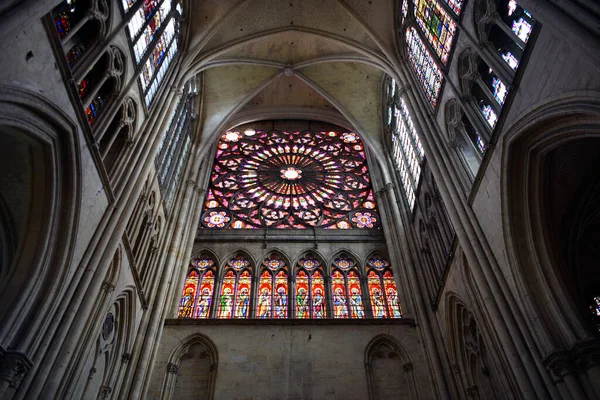 Cathedral Troyes Известный Своими Стеклянными Окнами — стоковое фото