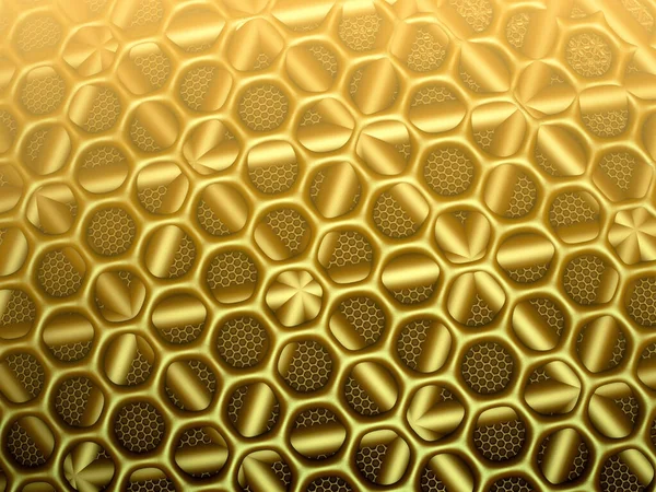 Rendering Yellow Connected Triangles Honeycomb Cells — Stock Photo, Image