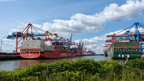 Hamburg Deutschland August 2021 Ein Containerterminal Burchardkai Mit Einigen Großen — Stockfoto