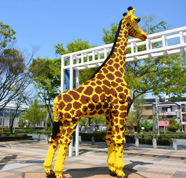 Osa Japan Jan 2020 Cartoon Giraffe Made Plastic Cubes Osaka — Stock Photo, Image