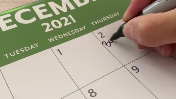 Kalenderplaner Mit Dem Datum Auf Grünem Hintergrund Konzept Selektiver Fokus — Stockvideo
