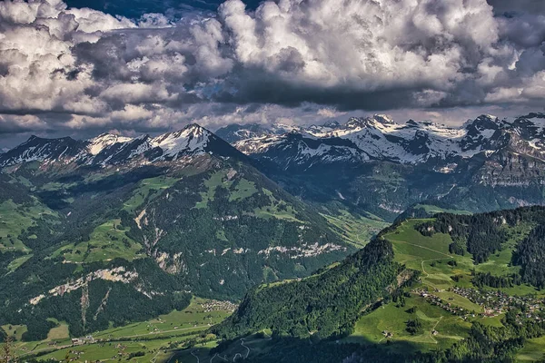 Flygbild Stanserhorn Schweiz Mot Den Blå Himlen — Stockfoto