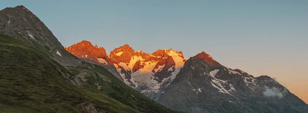 Krásný Východ Slunce Meije Massif Des Ecrins Alpy Francie — Stock fotografie