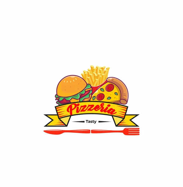 Een Illustratie Van Een Pizzeria Logo Een Witte Achtergrond — Stockfoto