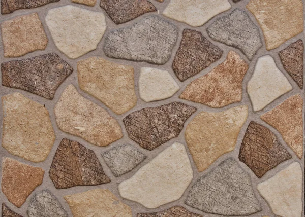 Tidy Inlaid Stone Wall Forming Decorative Residential Pattern — Stock Photo, Image