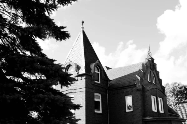 Haus Garding Schwarz Weiß Momente Der Stille Einer Kleinen Stadt — Stockfoto