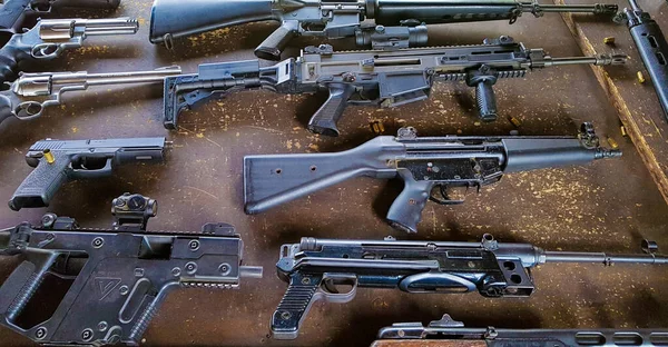 High Angle Shot Variety Guns Weapons — Stock Photo, Image