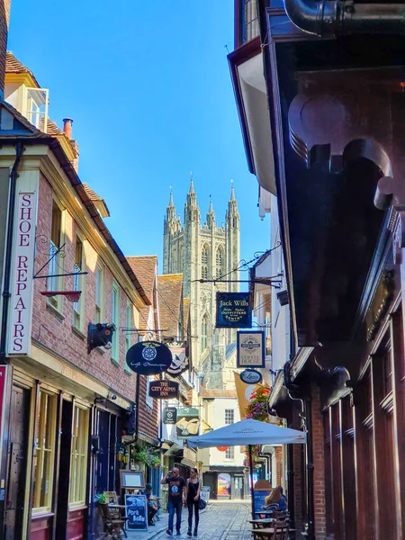 Canterbury Regno Unito 2021 Tradizionale Fila Negozi Canterbury Cui Affaccia — Foto Stock