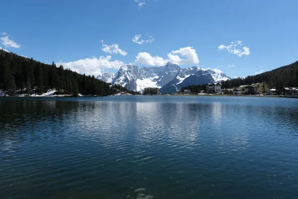Misurina Italien Maj 2021 Den Fantastiska Alpina Sjön Dolomiterna Härlig — Stockfoto