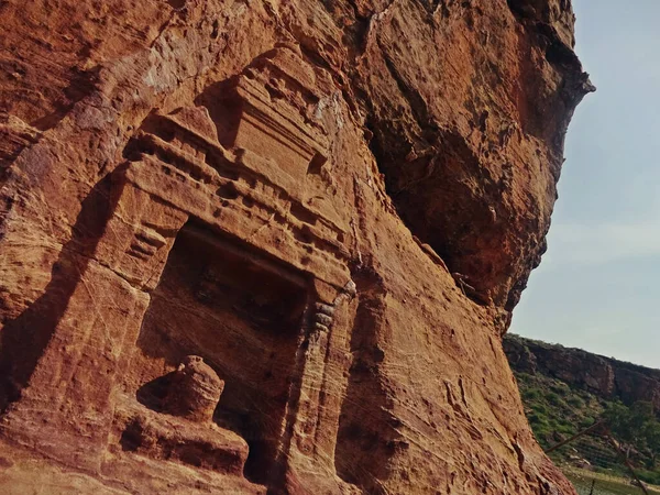 Badami Jeskynní Chrámy Jsou Komplex Hinduistických Jain Jeskynních Chrámů Nachází — Stock fotografie