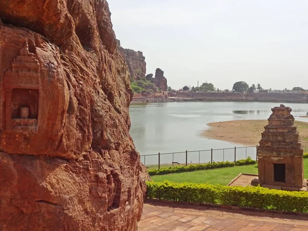 Los Templos Cueva Badami Son Complejo Templos Hindúes Cueva Jain —  Fotos de Stock