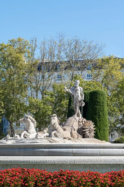 Fountain Neptune Plaza Neptuno Madrid Spain Spring Day — Stock Photo, Image
