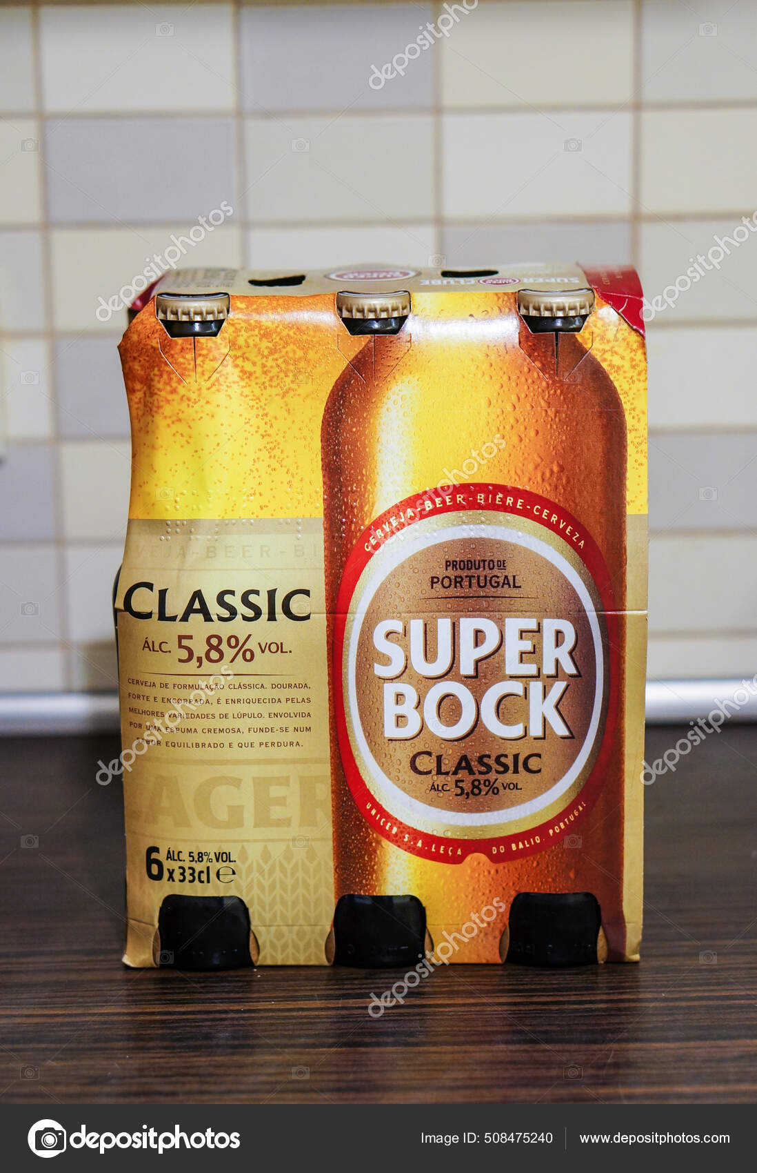 Poznan Poland Jun 2016 Super Bock Classic Six Pack Beer – Stock