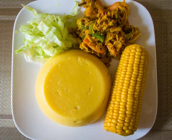 Una Toma Aérea Una Deliciosa Comida Saludable Con Maíz Carne —  Fotos de Stock