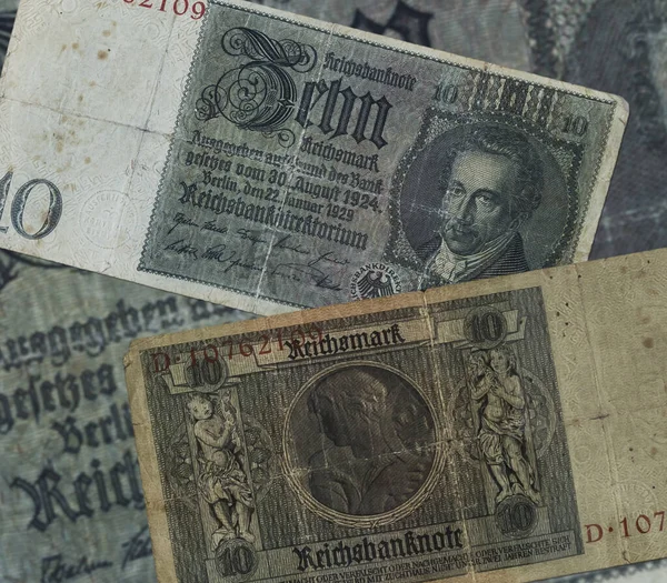 Notas Para República Weimar Dez Reichsmark — Fotografia de Stock