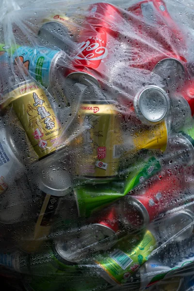 シンガポール シンガポール 2021年9月14日 シンガポールでリサイクルのために回収された複数の飲料缶 — ストック写真