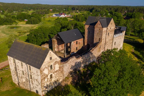 Vue Aérienne Par Drone Château Kastelholm Heure Ahvenanmaa Finlande — Photo