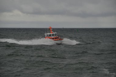 PUTTGARDEN, GERMANY - Aug 28, 2021: A Romy Frank rescue vessel in a Baltic sea