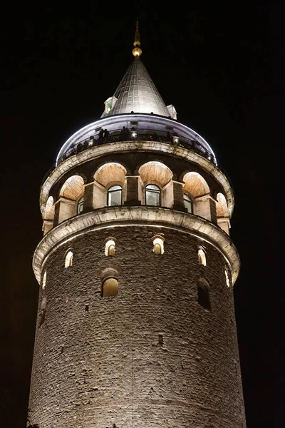 Histórica Torre Galata Contra Cielo Nocturno Estambul Turquía —  Fotos de Stock