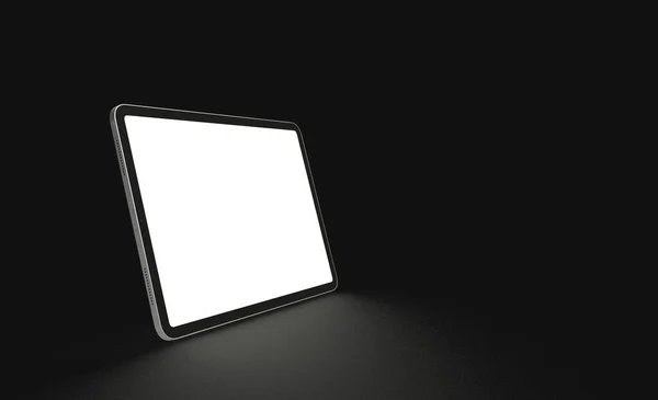 Illustrazione Tablet Inclinato Sfondo Nero Con Spazio Copia Destra — Foto Stock