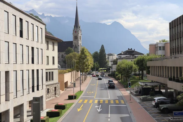 Vaduz Liechtenstein September 2021 Die Vaduzer Innenstadt Von Der Personenbrücke — Stockfoto