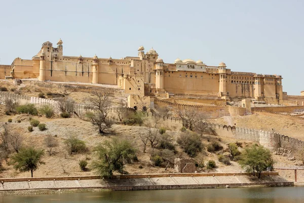 Hindistan Rajasthan Eyaletindeki Jaipur Şehrindeki Güzel Antik Amer Kalesinin Dış — Stok fotoğraf