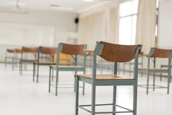 Aula Vacía Sin Estudiantes Debido Pandemia Covid Cierre Escuelas — Foto de Stock