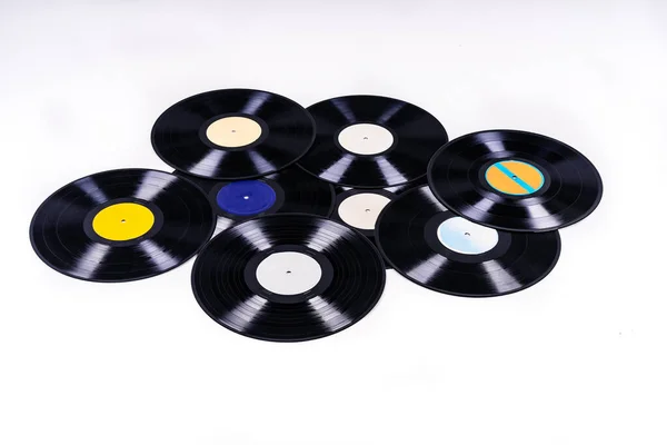 Közelkép Típusú Vinyl Fehér Alapon — Stock Fotó