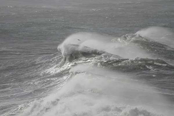 Unas Grandes Olas Dramáticas Salpicando Mar Durante Día Tormentoso —  Fotos de Stock