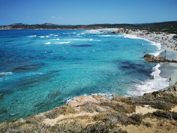 Vista Aérea Playa Rena Majore Cerdeña Italia — Foto de Stock