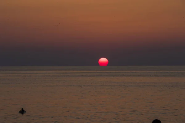 Coucher Soleil Coucher Soleil Sur Mer Noire Paysage Adjara Géorgie — Photo