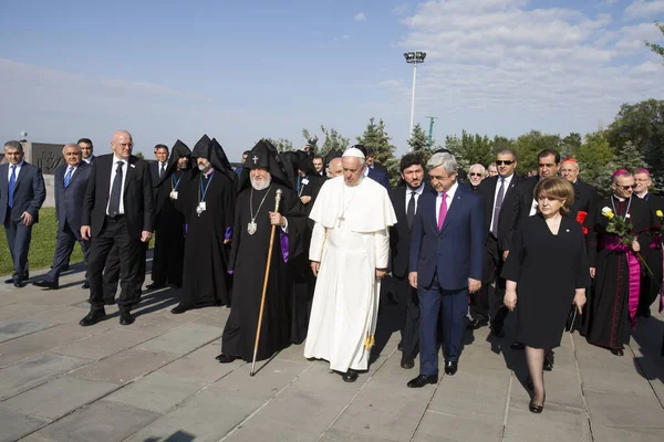 Ереван Армения Июня 2016 Года Папа Франциск Посетил Мемориал Геноцида — стоковое фото