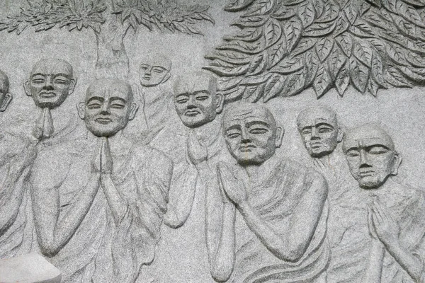 Phan Tiet Vietnam Agosto 2021 Close Dos Monges Esculpidos Pedra — Fotografia de Stock