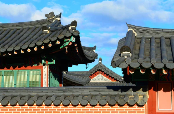 Shot Protective Coverings Ancient Gyeongbokgung Palace Seoul South Korea — Stock Photo, Image