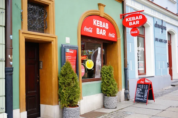 Познан Польша Февраля 2015 Года Главный Вход Бара Kebab Центре — стоковое фото