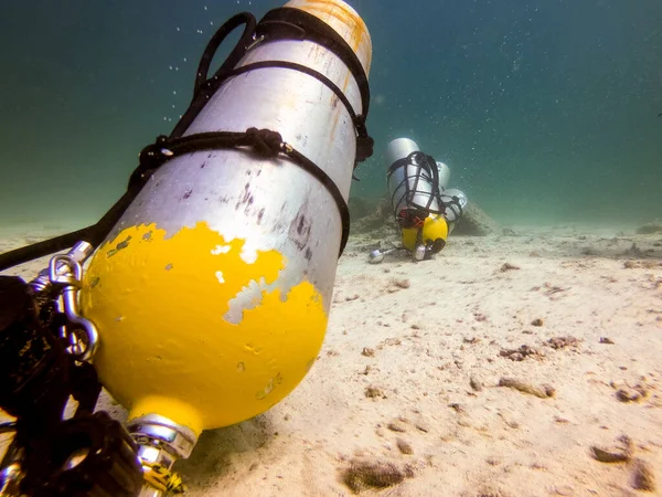 Primo Piano Palloncini Ossigeno Subacqueo Sotto Mare — Foto Stock