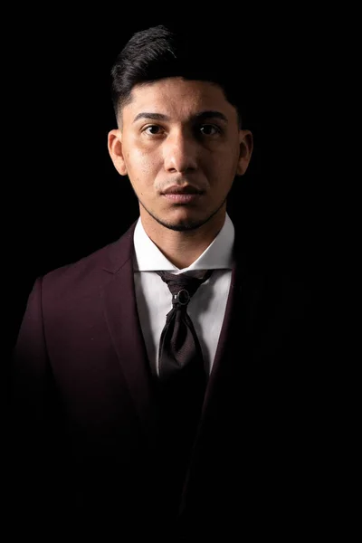 Caucasian Man Suit Dark Background — Stock Photo, Image