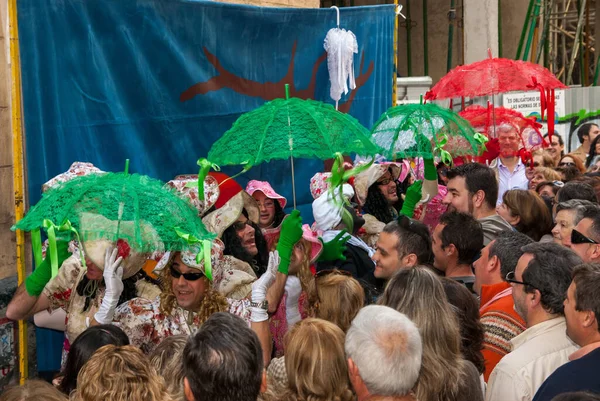 Cadiz Spain Feb 2009 Chirigotas Choirs Perform Multitude Streets Cadiz — Stock Photo, Image