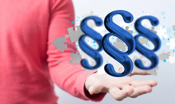 Rendering Blue Section Signs Puzzle Pieces Palm Hands — Stock Photo, Image