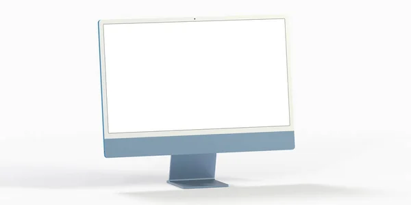 Ein Rendering Eines Realistischen Computers Mit Weißem Bildschirm Isoliert Auf — Stockfoto