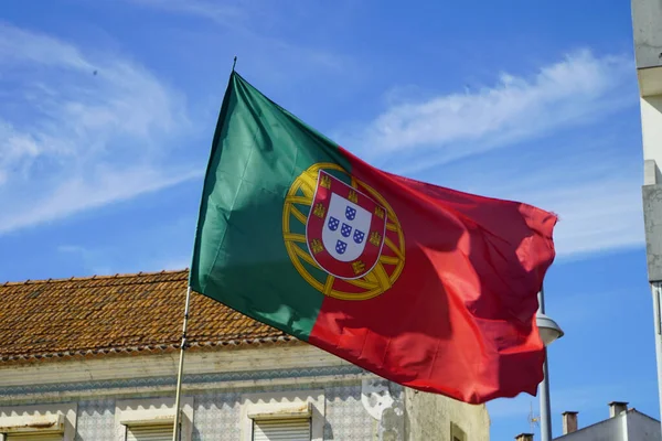 Scenic View Flag Portugal Blue Sky Background — Stock Photo, Image