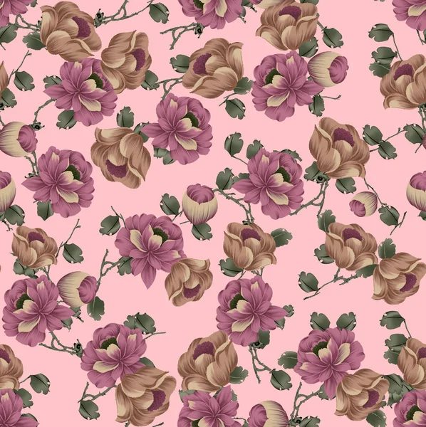 Eine Illustration Einer Hübschen Tapete Mit Floralem Muster — Stockfoto
