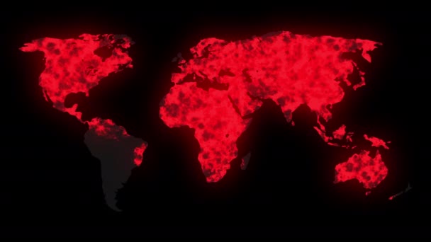 Glowing World Map Dark Background — Stock Video