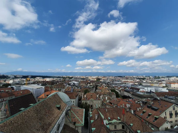 Ein Stadtbild Von Genf Von Der Kathedrale Saint Pierre Der — Stockfoto