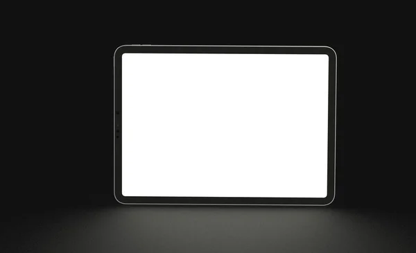 Egy Tablet Egy Üres Képernyőn Másolás Helyet Egy Fekete Háttér — Stock Fotó