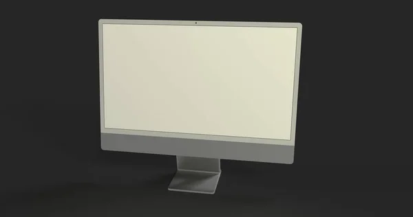 Realistic Computer White Screen Isolated Black Background — Stock Photo, Image