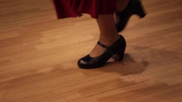 Primo Piano Piedi Donne Nelle Scarpe Che Ballano Classe — Video Stock