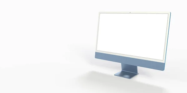Μια Τρισδιάστατη Απεικόνιση Ρεαλιστικός Υπολογιστής Λευκή Οθόνη Απομονωμένος Λευκό Φόντο — Φωτογραφία Αρχείου