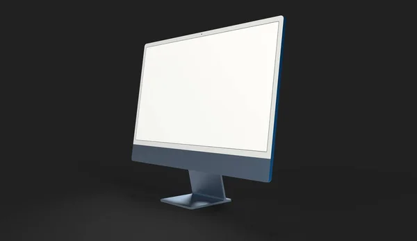 Computer Realistico Rendering Con Schermo Bianco Isolato Sfondo Nero Con — Foto Stock