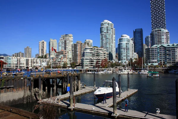 Vancouver Canada Sep 2021 Hamnen Vancouver Stad Kanada Med Kuststaden — Stockfoto